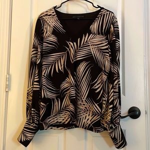 White House Black Market fully lined palms print in black and neutral palette
